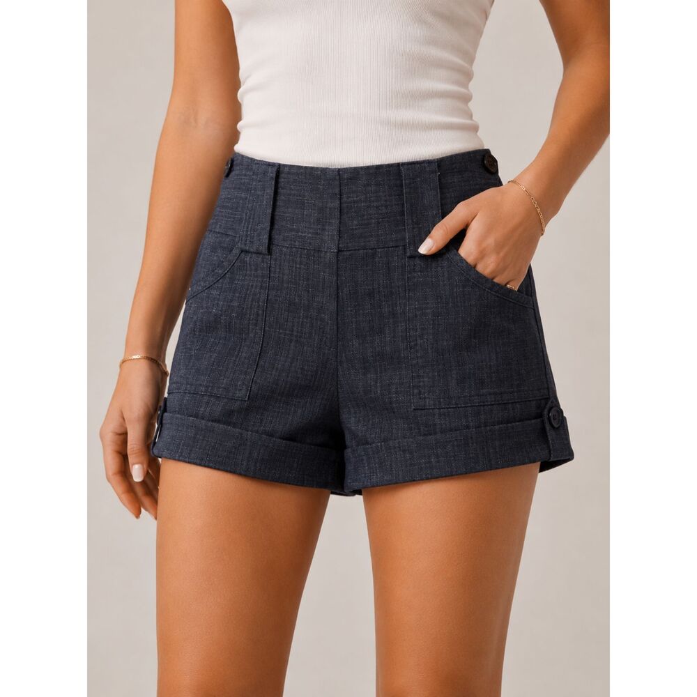 Maurices Juniors 7/8 Gray Stretch Dress Shorts Cuffed Y2K Career Casual